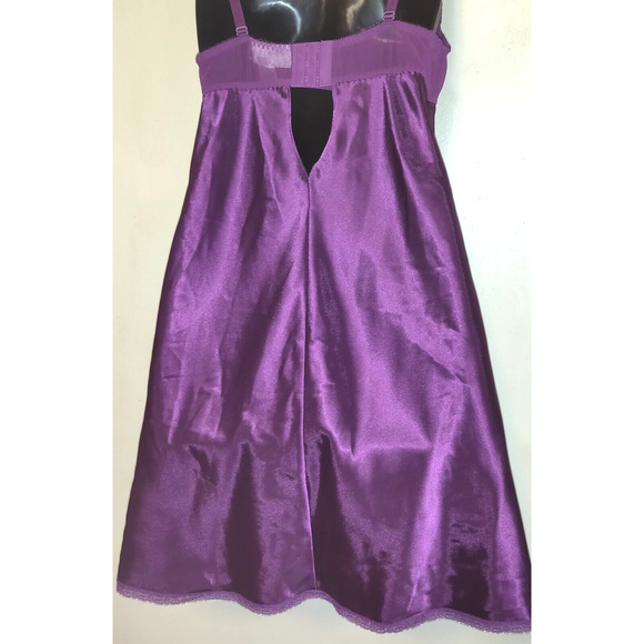 Vintage Y2K Babydoll Slip Dress M Morgan Taylor Purple Nightie Boysenberry NWT - Picture 15 of 15